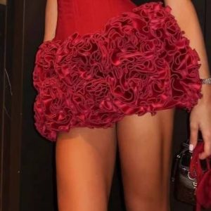Three-dimensional Floral Mini Skirt