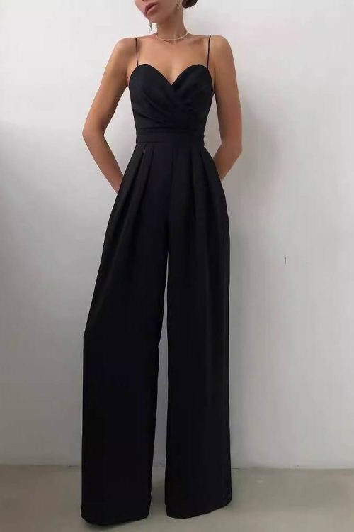 Suspender Tight Waist Straight Mopping Minimalist Jumpsuit