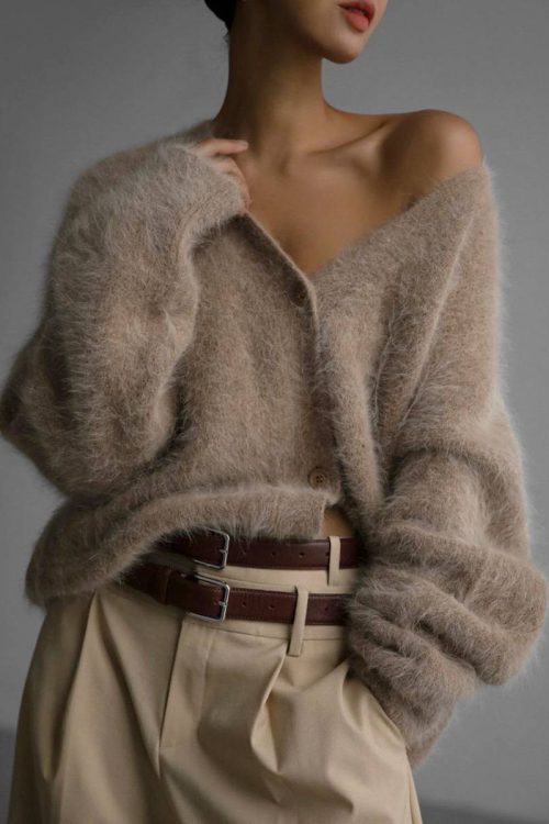 Lazy-style Imitation mink Loose Sweater Cardigan