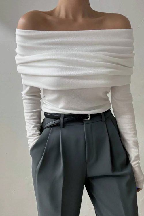 One-shoulder Chest-wrap Sweater