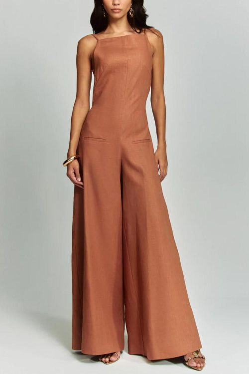 Casual Classic Suspender Wide Leg Jumpsuit
