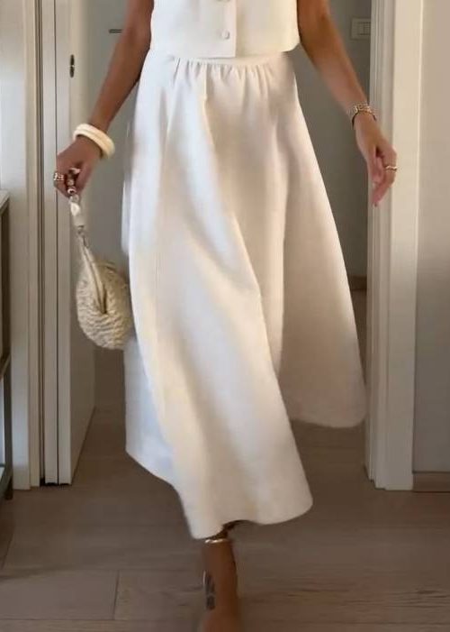 Elegant Vest And Side Slit Skirt Suit - Skirt
